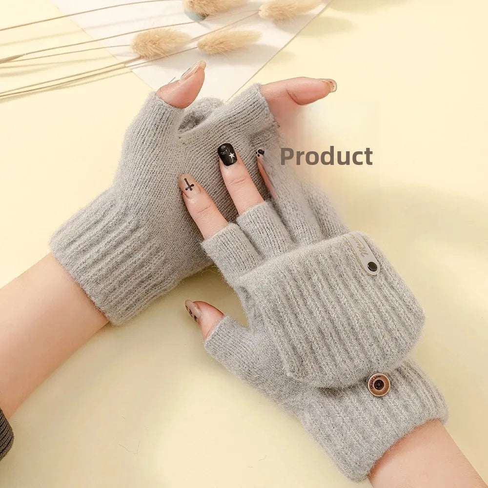 Gants demi-doigts en peluche pour l'hiver actif