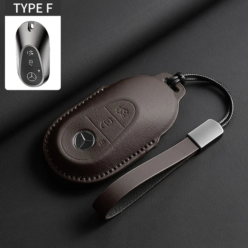 Luxury Leather Remote Key Case for Mercedes Models