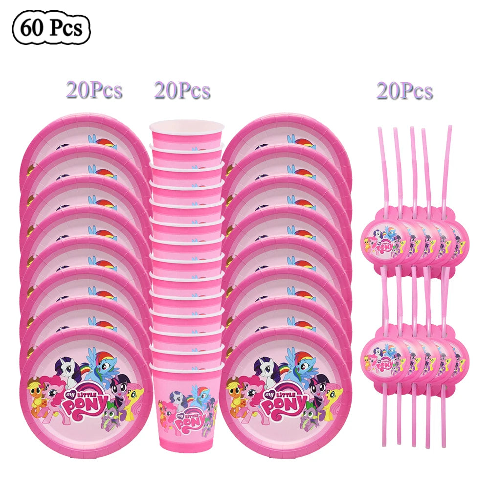 Ensemble Petit Poney Vaisselle Anniversaire Enfant