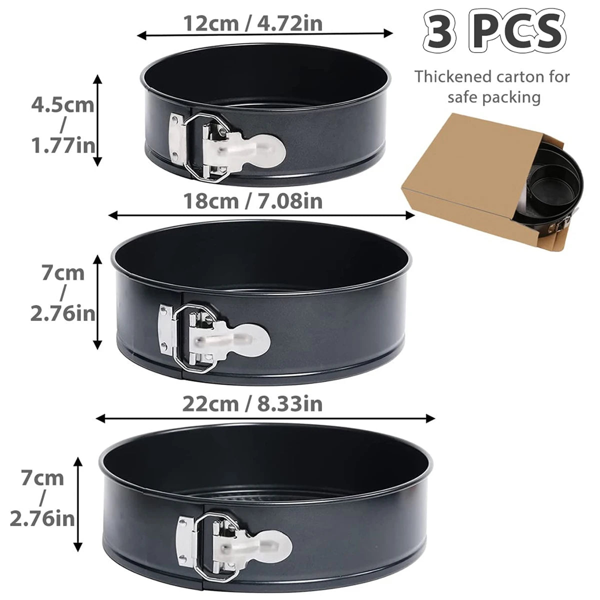 Moules à Gâteaux Ronds Antiadhésifs - Set 3 Pièces