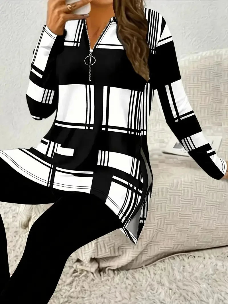 Ensemble Sportif Chic Évasé Imprimé