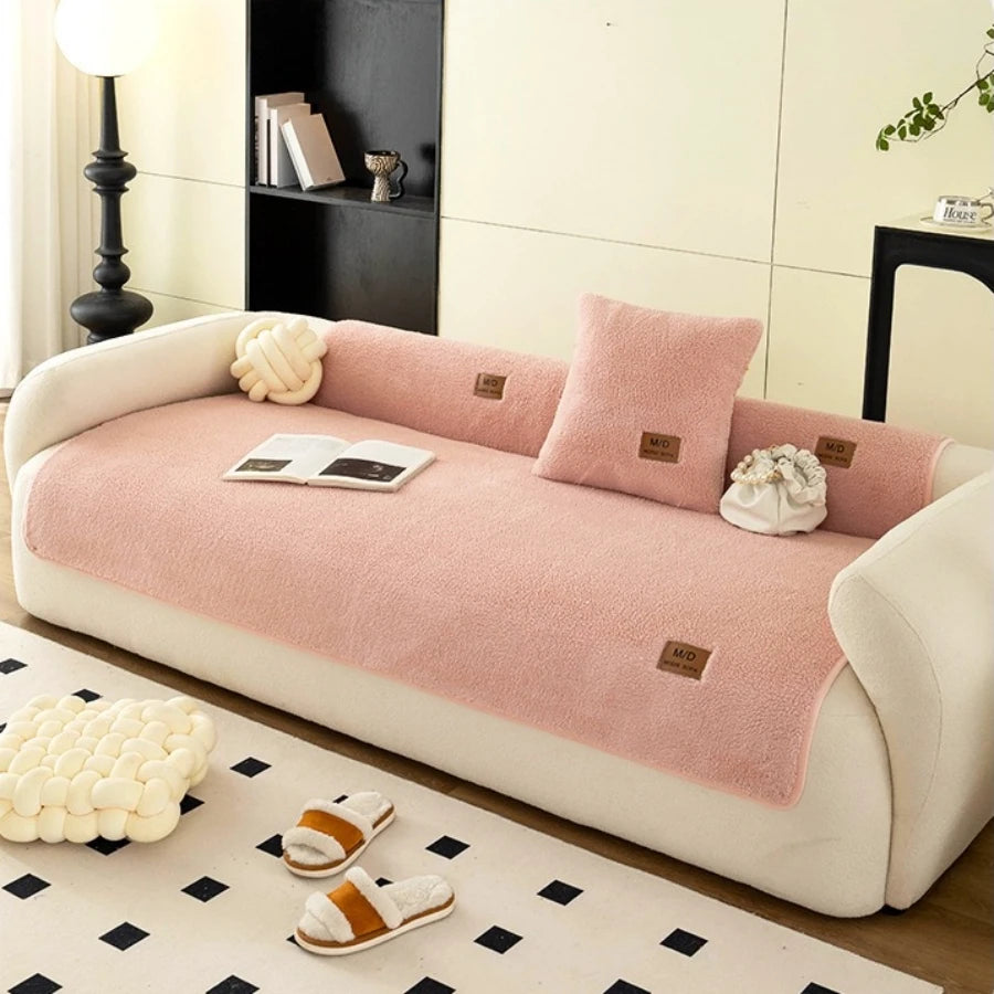 Housse Antidérapante Sherpa avec Décor PU Universel