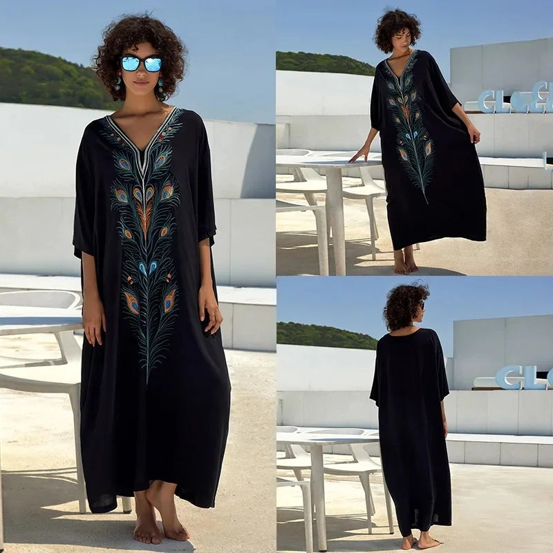 Robe de Plage Élégante en Coton Brodé - Confort Total