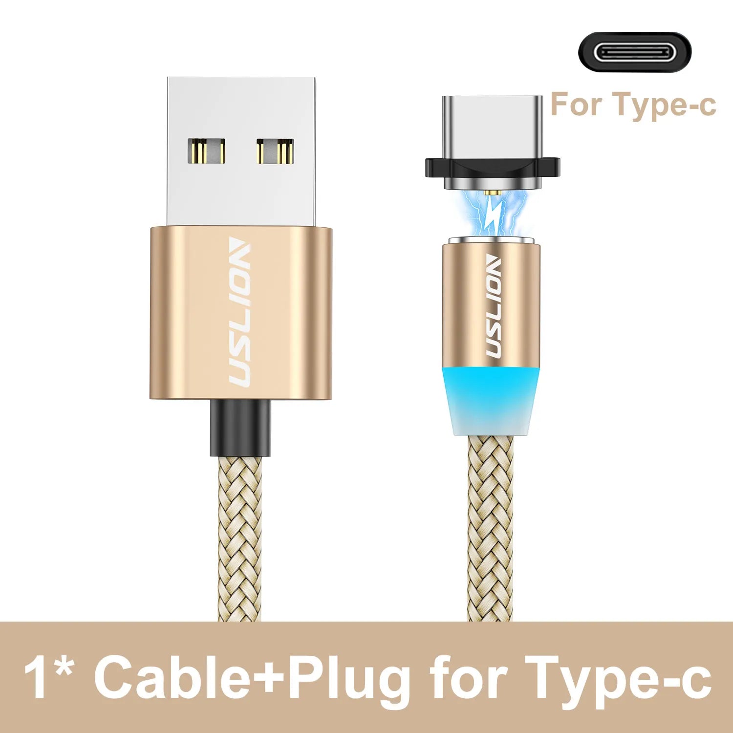 Câble Magnétique USLION 2-en-1 Charge Rapide USB-C