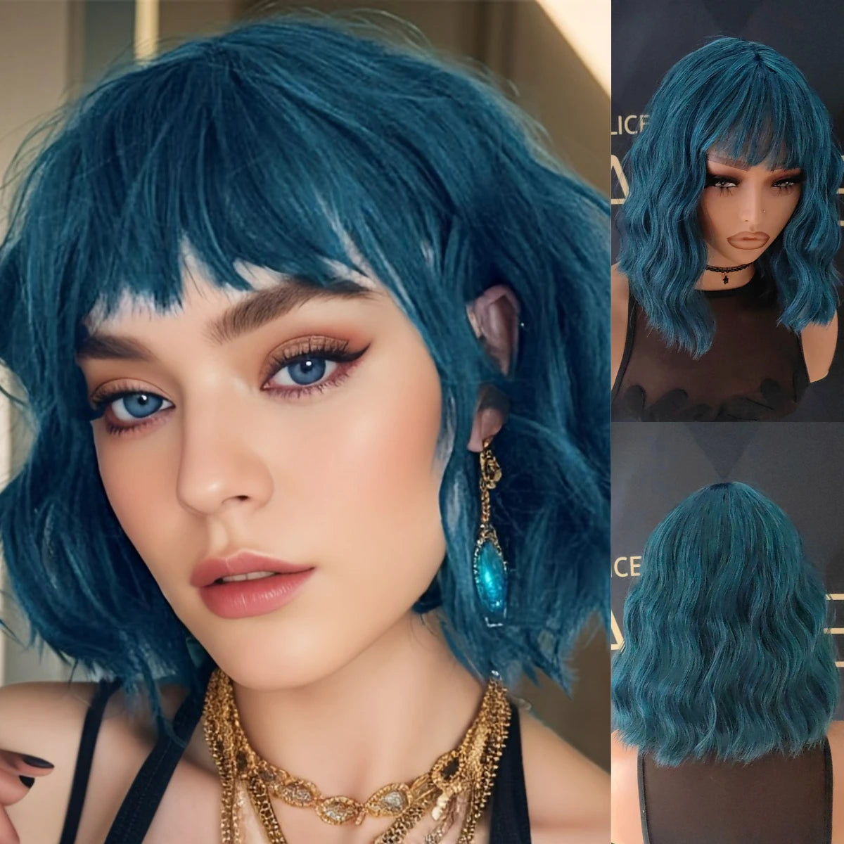 Perruque Ondulée Rose