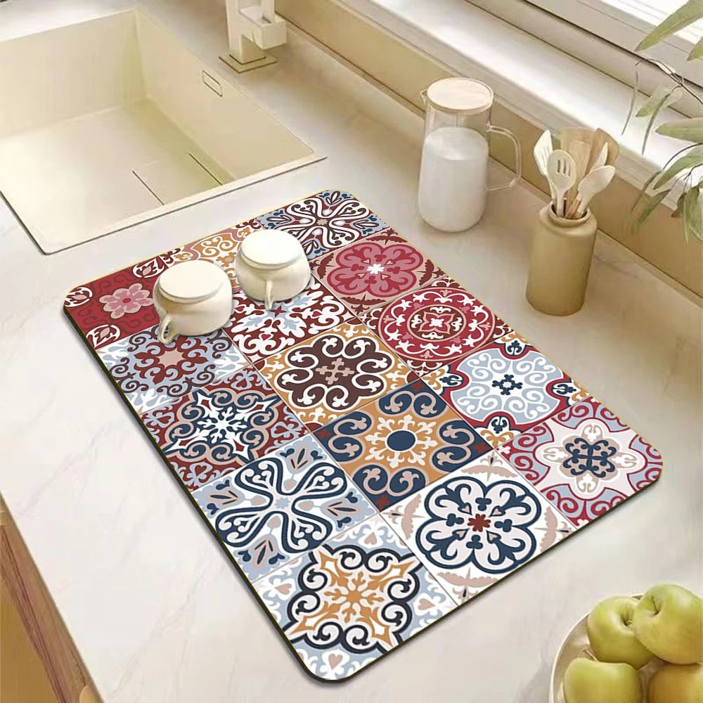 Mandala Kitchen Drying Mat - Eco-Friendly & Non-Slip