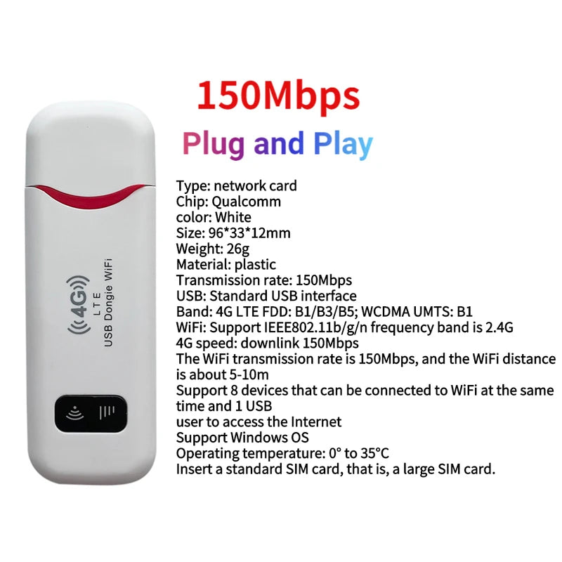 Pocket 4G WiFi Extender 150Mbps