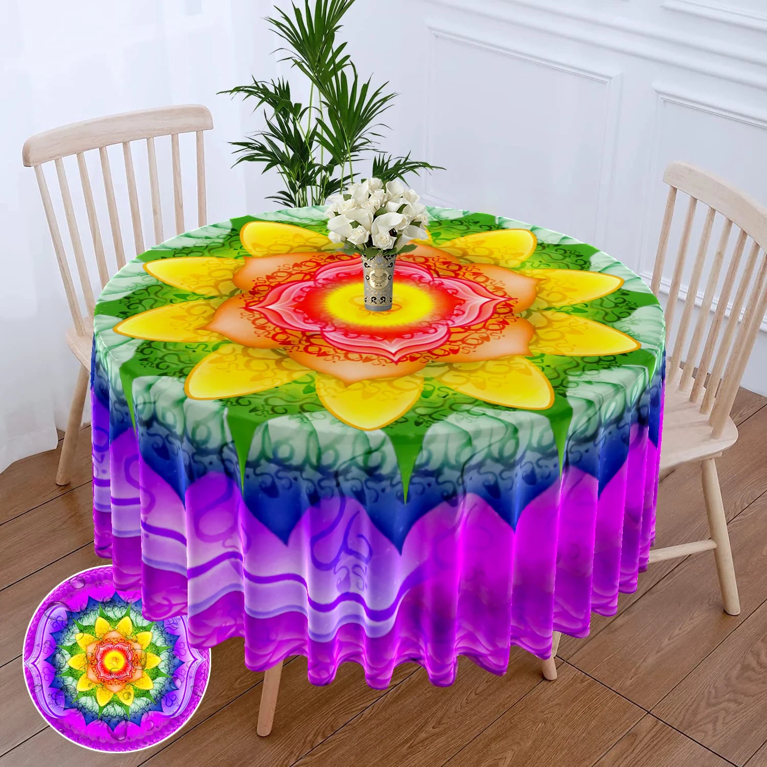 Nappe ronde florale imperméable 63 - Style moderne