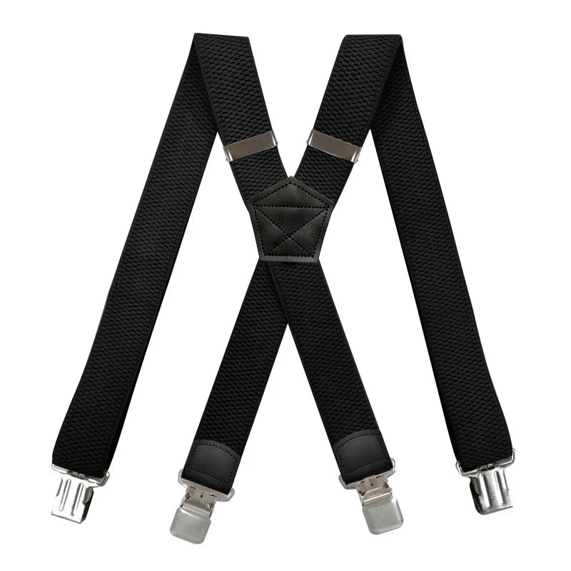 X-Back Heavy-Duty Men's Suspenders - 4 Clips
