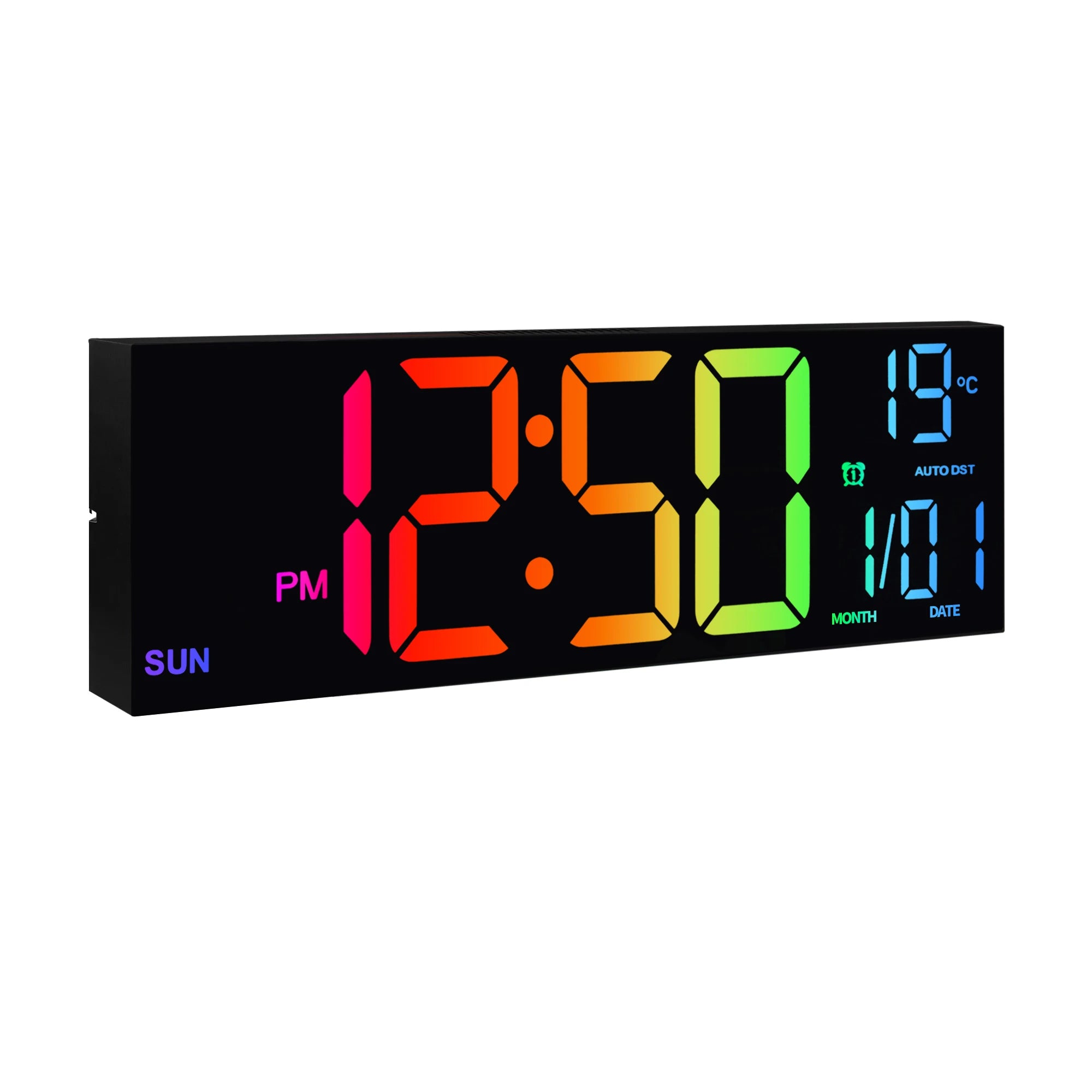 Horloge LED 16 avec couleurs, alarme & température