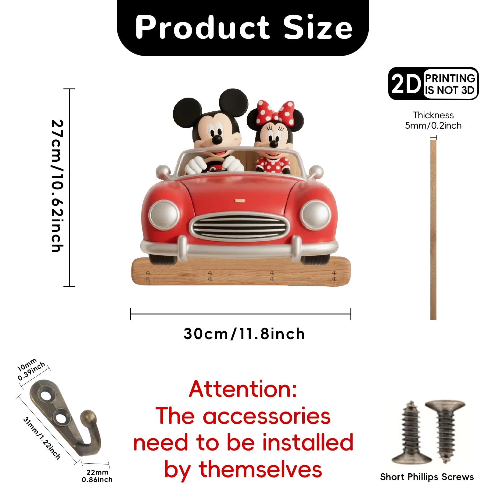 Mickey Mouse Wooden Keychain Décor - Disney Crochet