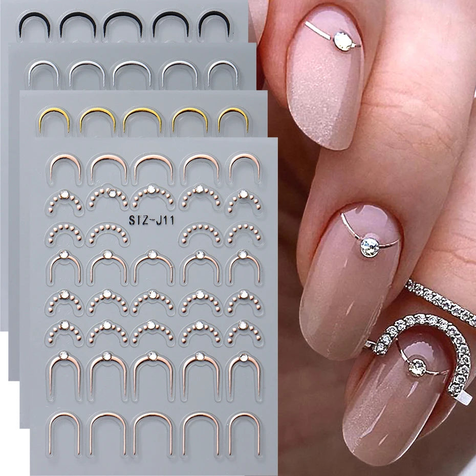 Autocollants 5D Strass Argentés Nail Art