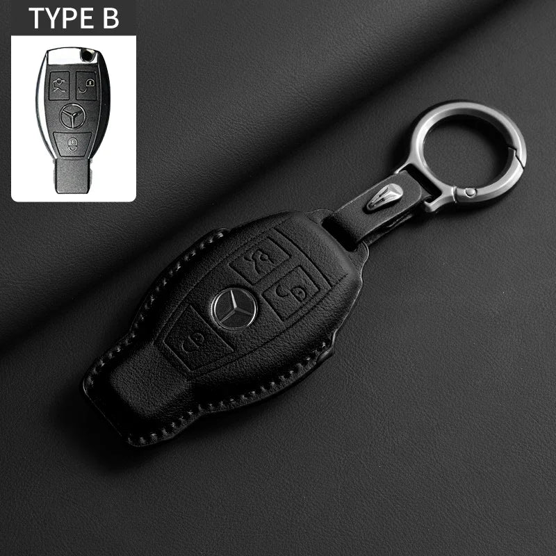 Luxury Leather Remote Key Case for Mercedes Models