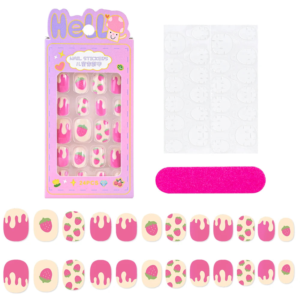 Kawaii Ongles Enfants - 24 Pièces Mignonnes