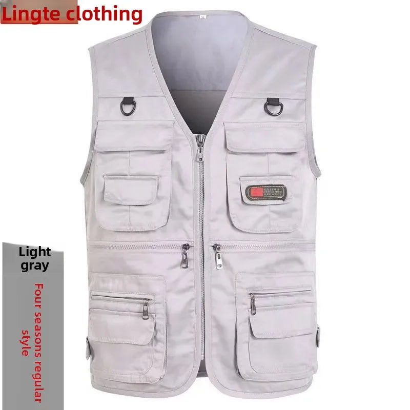 Gilet Pêche Confort Multi-Poches pour Hommes Âgés