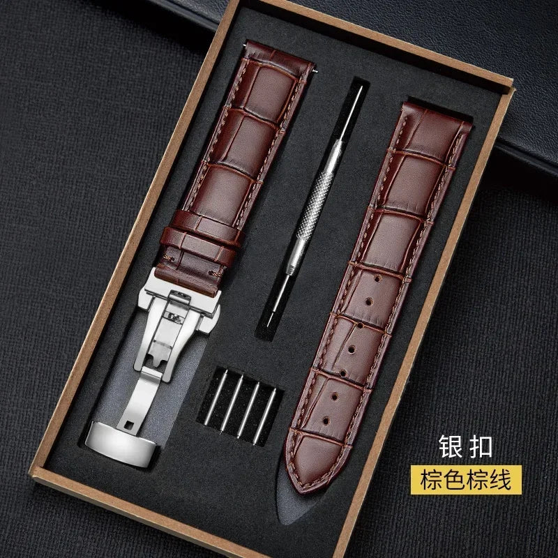 Wood Box Watch Band: Genuine Leather Replacement