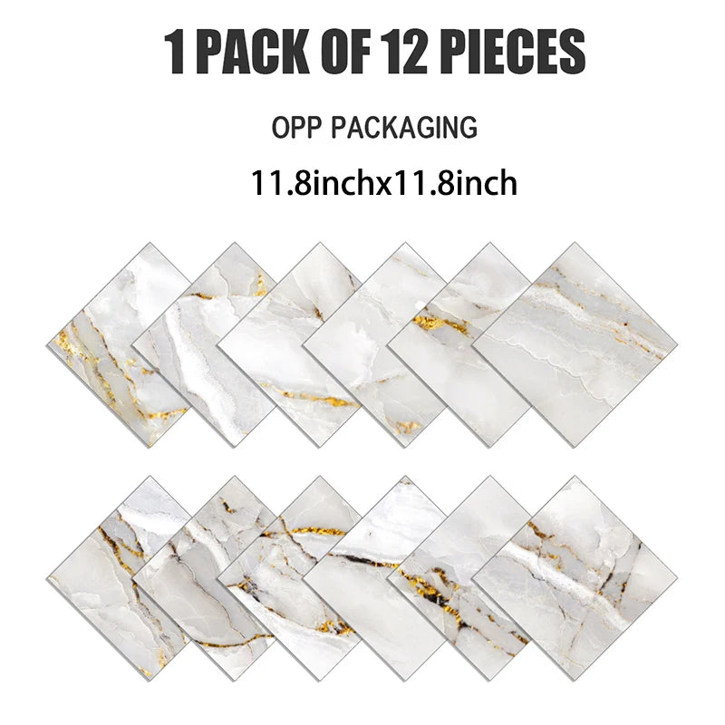 Marbre Épluché : Décor Étanche et Amovible 12 pcs