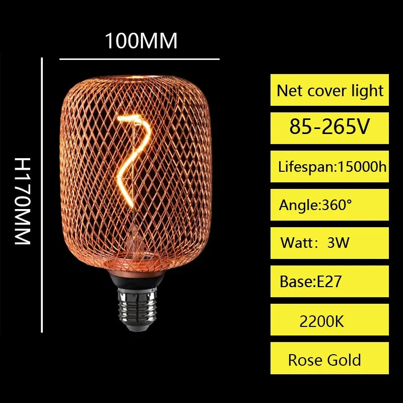 Luxe Noir LED Globe: Fer Forgé E27