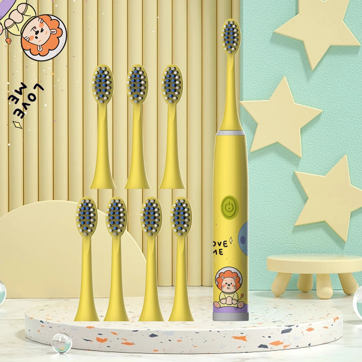 Cartoon Space Kids Electric Toothbrush & Soft Brush