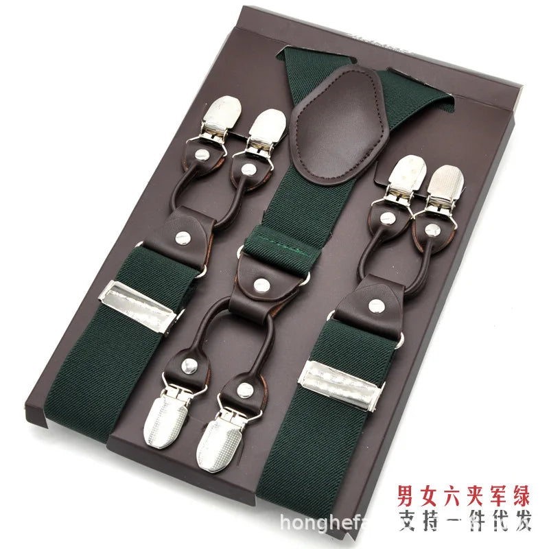 Adjustable 6-Clip Suspenders for Men & Women