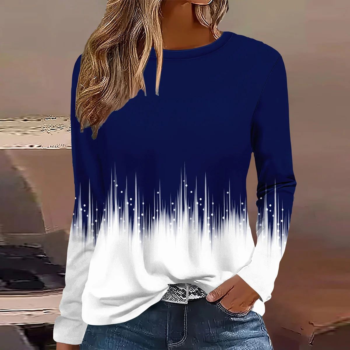 T-shirt long femme été , style géométrique chic