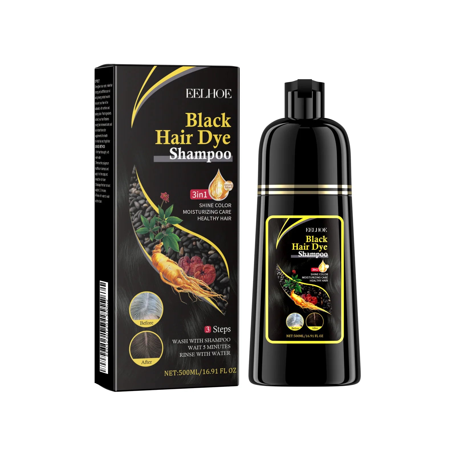 EELHOE 3-in-1 Black Hair Shampoo & Growth Elixir