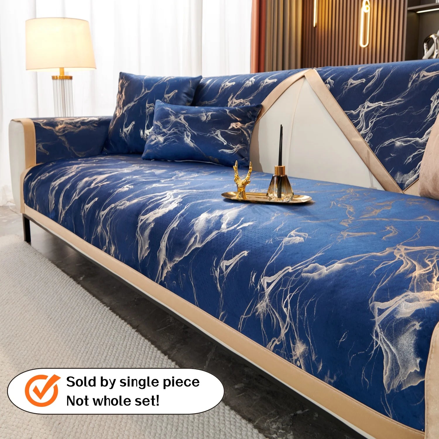 Velours Doré Antidérapant Housse Canapé 4 Saisons