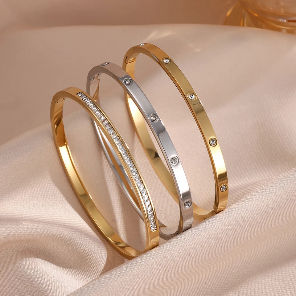 Bracelet Empilé Éclat en Acier Inoxydable - Femme