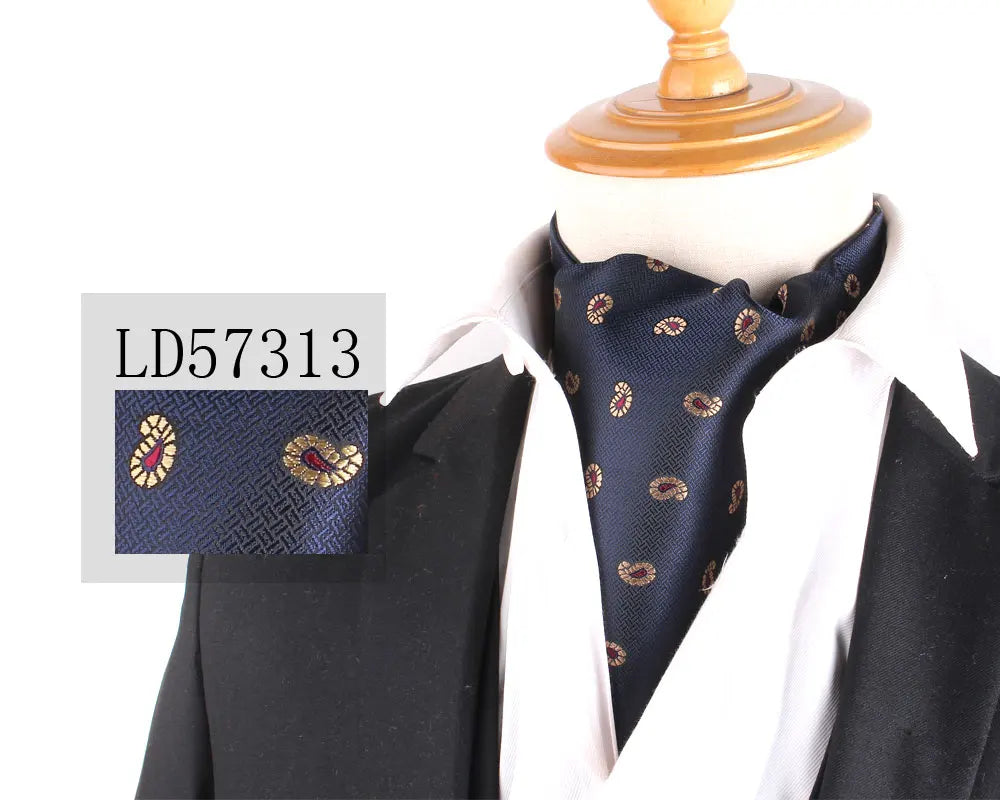 Cravate Jacquard Floral Ascot Luxe pour Hommes