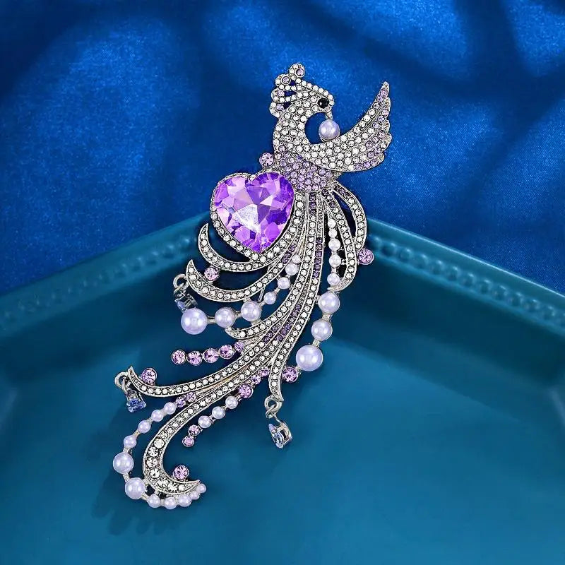 Peacock Crystal Elegance Brooch for Women