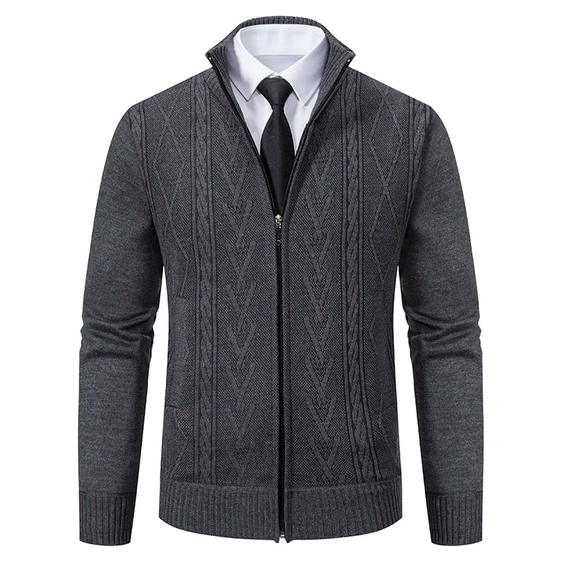 Cardigan Épais Hiver Homme Col Montant
