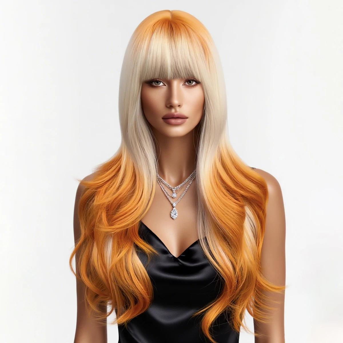 Perruque Bouclée Frangée Multicolore 30 Résistante