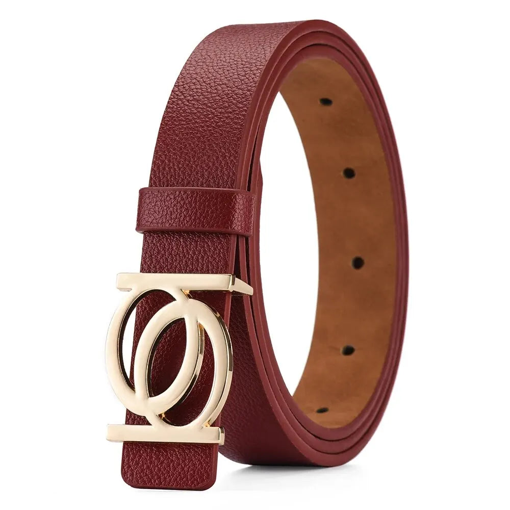 Ceinture PU Femme Double Bouton Mode Chic