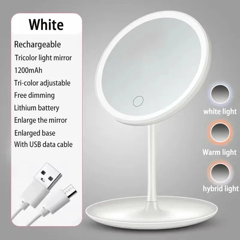 Miroir LED Pliable avec Rangement et Lumière Ajustable