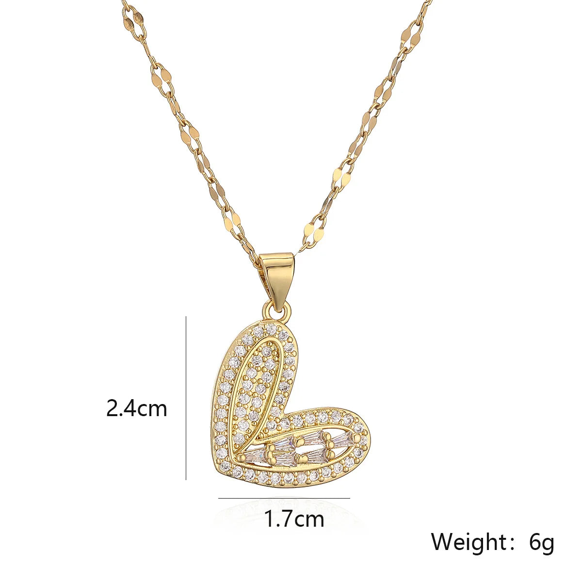 Zircon Heart Pendant Necklace by Mafisar