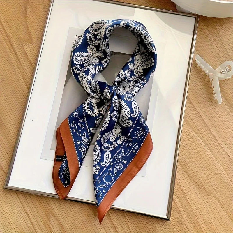 Silk Chic: Korean Floral Square Scarf 70x70cm
