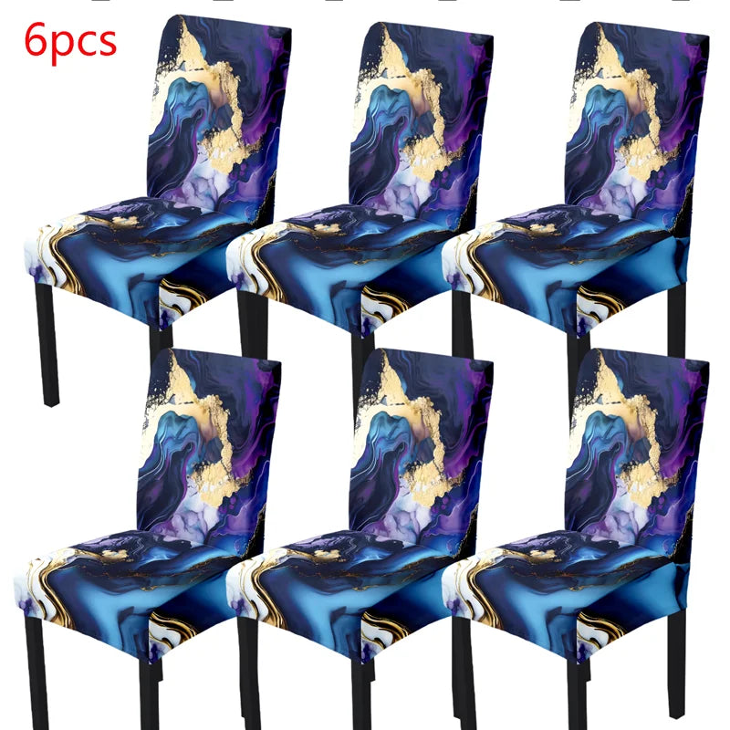 Housse de chaise marbre doré extensible, lot 4 à 7