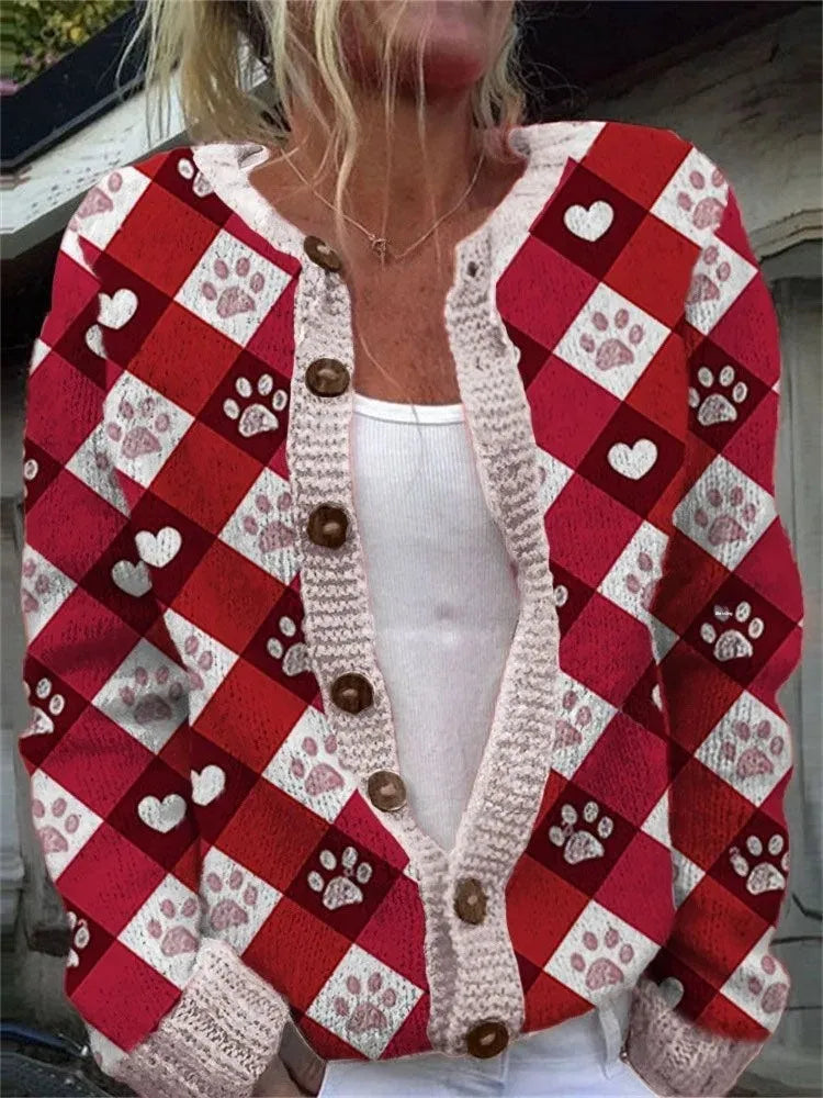 Cardigan Numérique Chic Femme - Style Transfrontalier