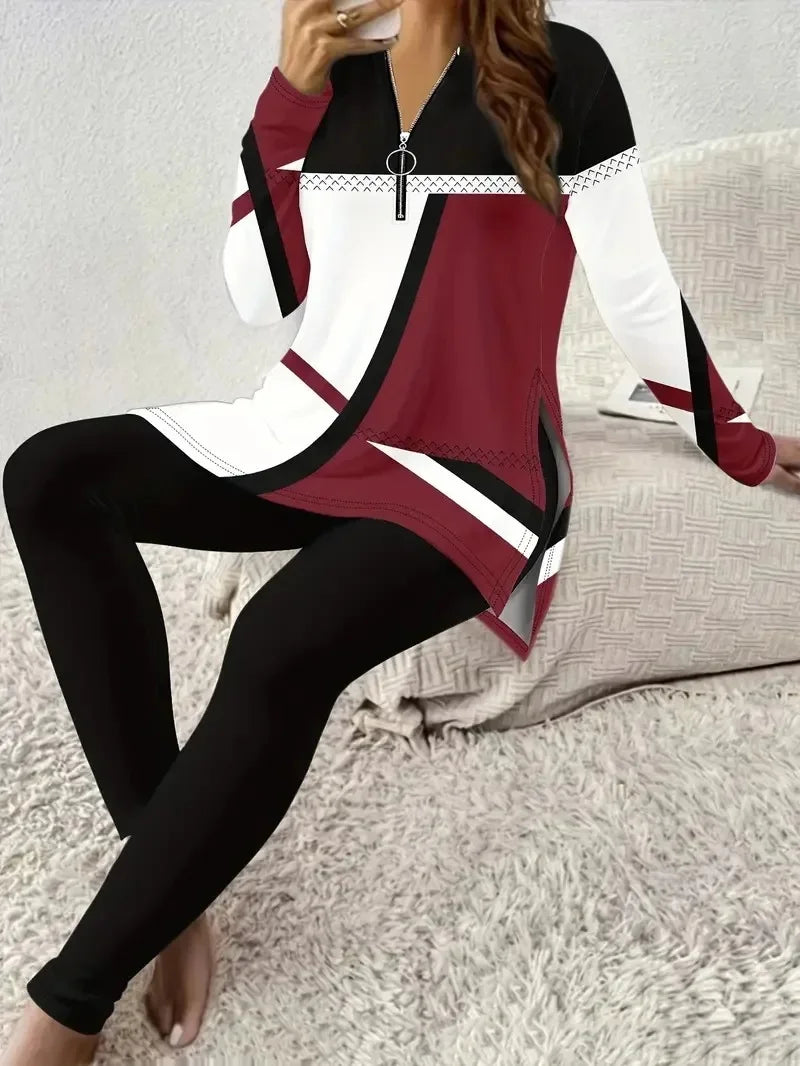 Ensemble Sportif Chic Évasé Imprimé