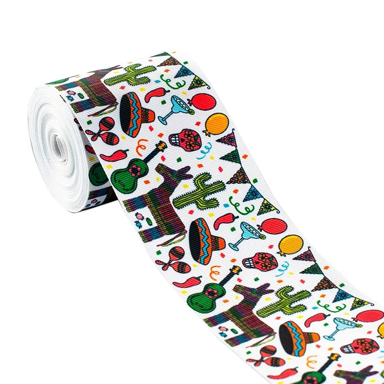 Ruban Grosgrain Fleurs Mexicaines - 5 Yards DIY