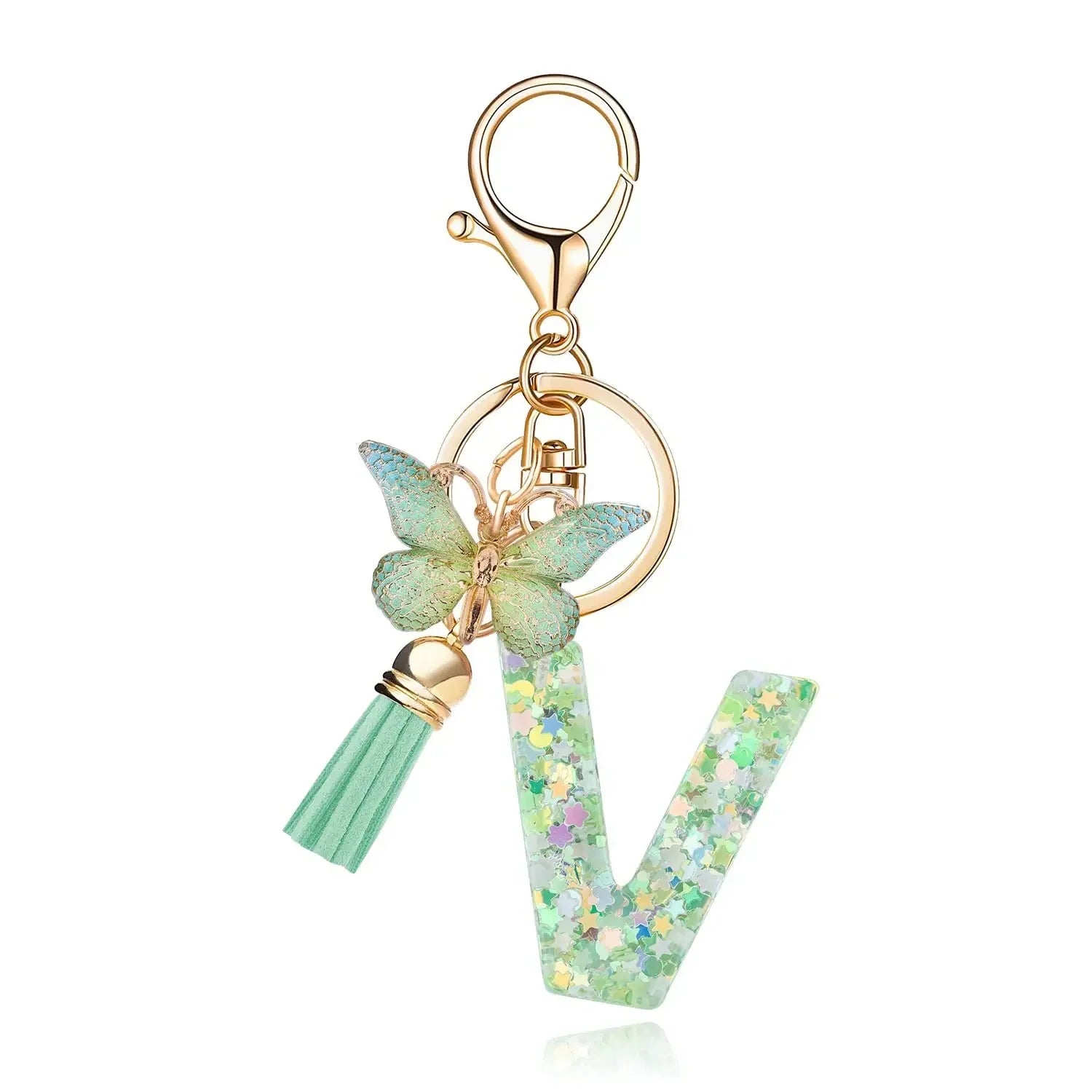 Green Butterfly Resin Keychain - Chic Gift Accessory