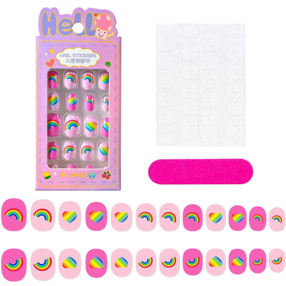 Kawaii Ongles Enfants - 24 Pièces Mignonnes