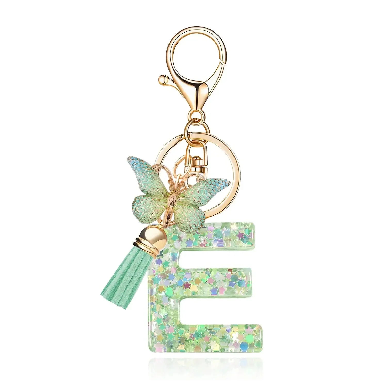 Green Butterfly Resin Keychain - Chic Gift Accessory