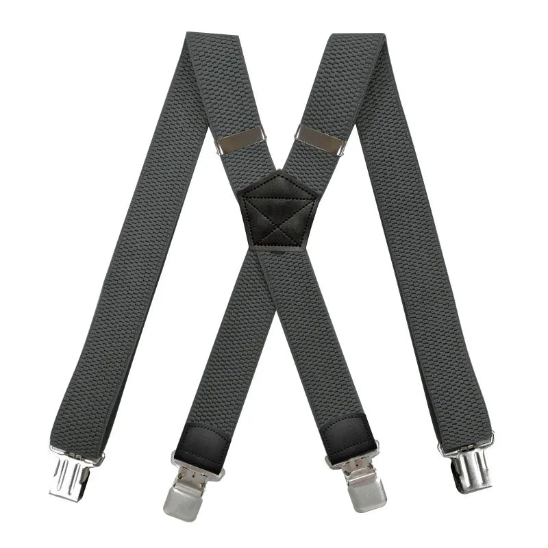 X-Back Heavy-Duty Men's Suspenders - 4 Clips