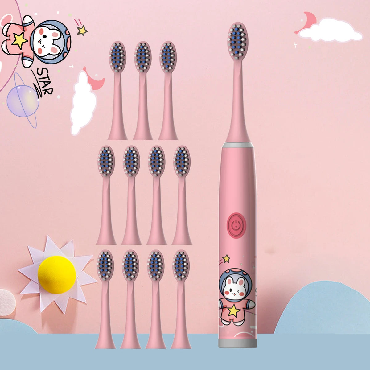 Cartoon Space Kids Electric Toothbrush & Soft Brush