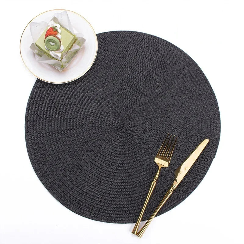 Napperon Rond Tressé 38CM Lavable Antidérapant Fête