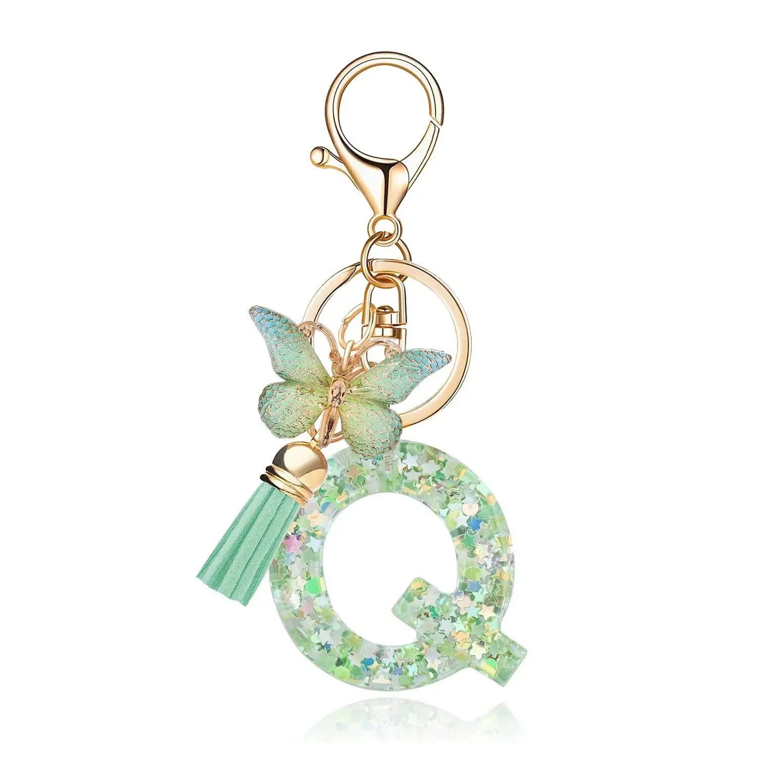 Green Butterfly Resin Keychain - Chic Gift Accessory
