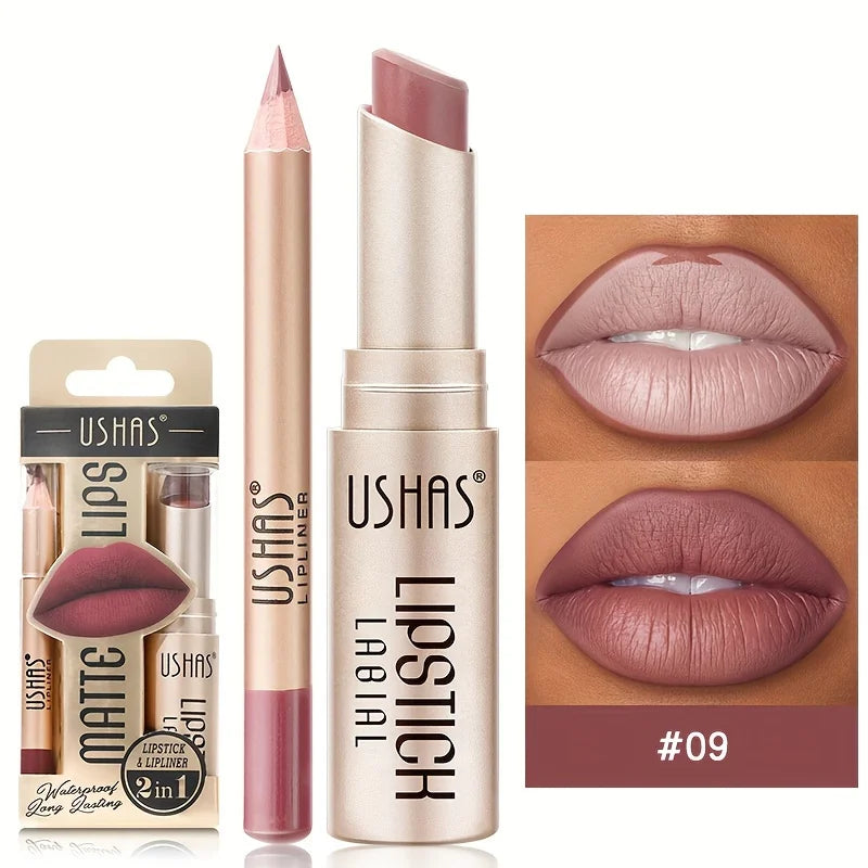 USHAS Waterproof Lipstick Set - Long-Lasting Color