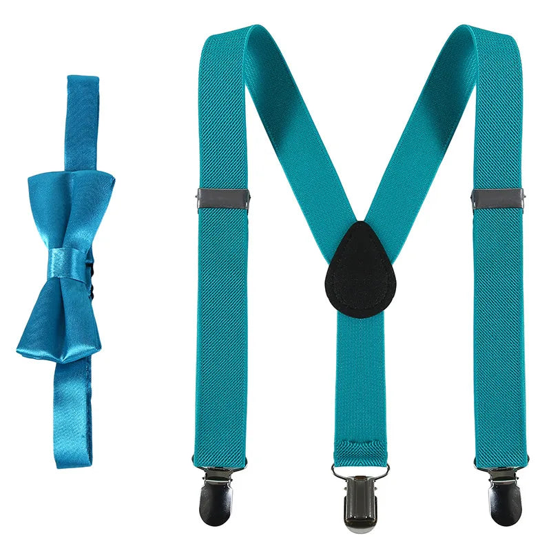 Kids' Clip-On Colorful Suspenders with Bowtie