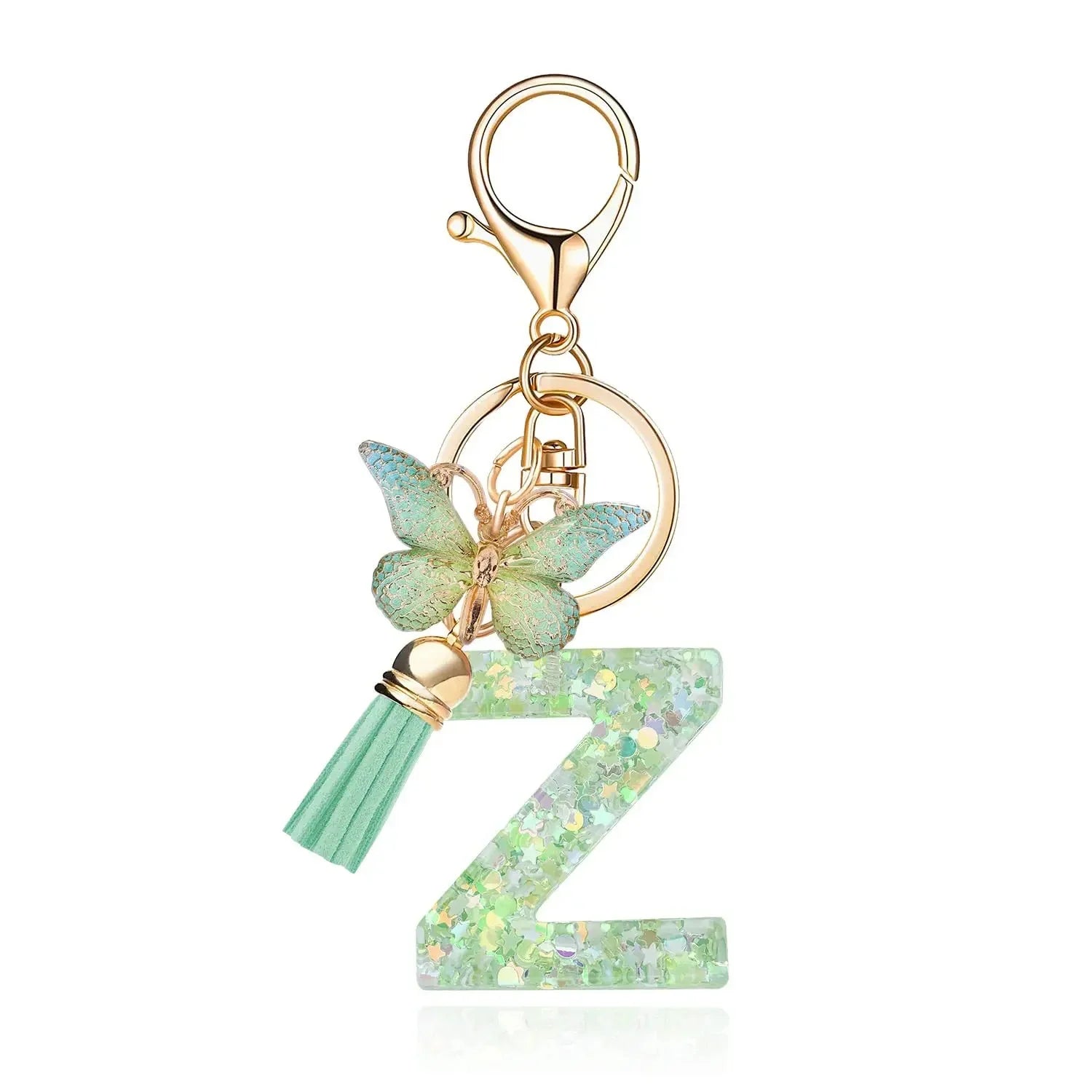 Green Butterfly Resin Keychain - Chic Gift Accessory